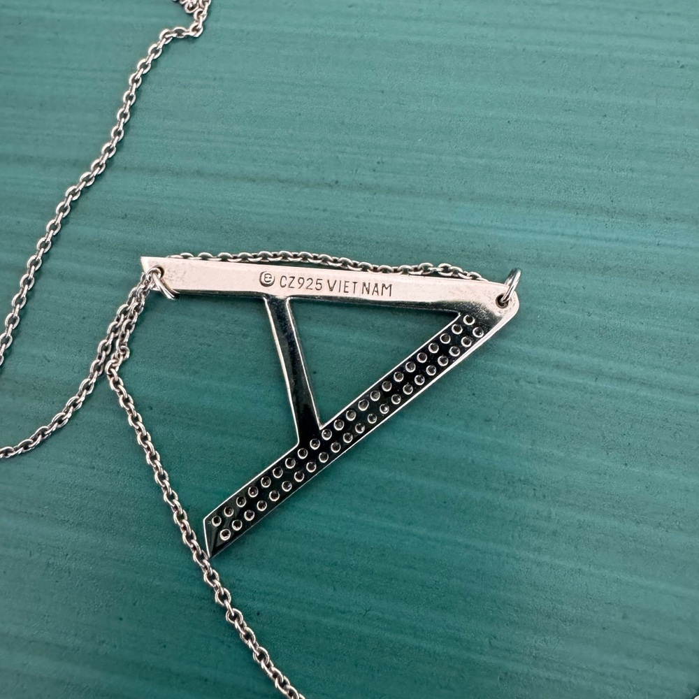 Sterling Silver Offset / Sideways Initial “A” Nec… - image 3